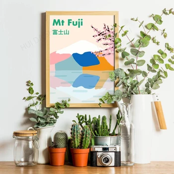 Fudzijama spausdinimui sienos menas | japonijos pavyzdys spausdinti | japonijos kalnų art print | minimalistinio spalvinga kelionės plakatas